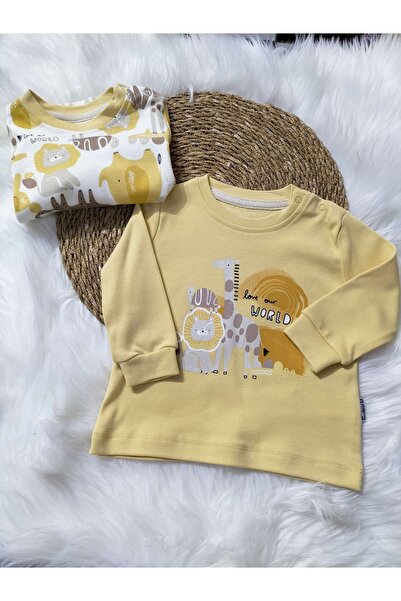 mayakids Baby Animal Figure Combed Cotton 2-Piece T-Shirt