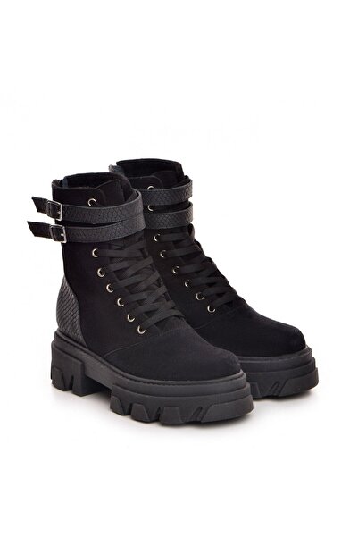 Vanilla Days Ghete Selina din piele neagră, Urban Chic