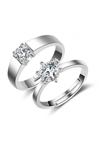 OEM Eternity Zirconium Engagement Ring Set – Adjustable, S925 Silver Plated with Cubic Zirconia