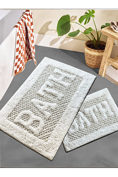 Chilai Home Rueso Ecru 2-Piece 100% Cotton Bath Mat Set