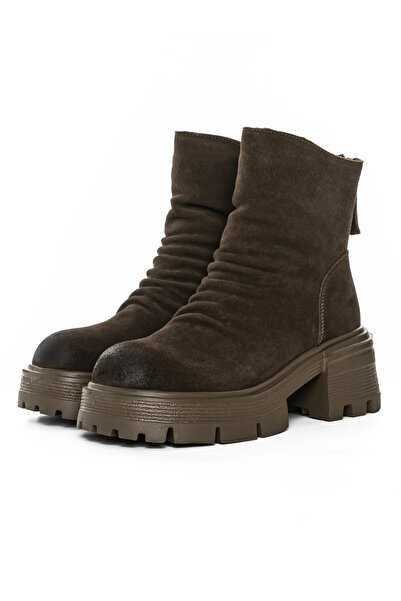 advancer Γυναικείες μπότες από γνήσιο δέρμα D28-3F Χακί