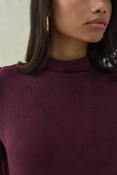 Elbee Fashion Woman Hakim Collar Detailed Belted Balloon Sleeve Dress