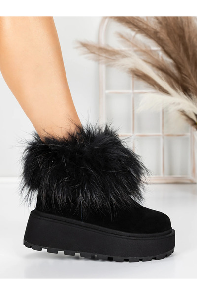 Pantoful Γυναικείες μπότες από γνήσιο δέρμα 3ASJN73 Μαύρες