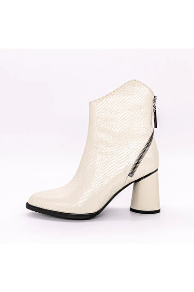 advancer Γυναικεία Μποτάκια με Χοντρό Τακούνι K10531 Κρεμ