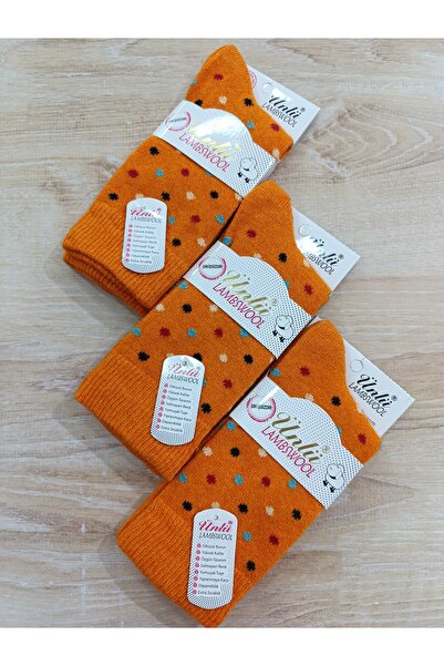 ÜNLÜ ÇORAP Women's Wool Socks Seamless Polka Dots Patterned 3 Pairs