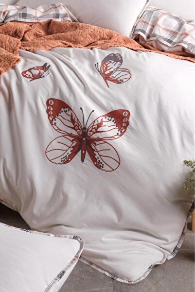 Çeyiz Diyarı Papilion 7 Piece 100% Cotton Double-Sided Piqued Duvet Cover Set