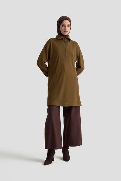 Armine Trend Yakası Taş Detaylı Yarım Fermuarlı Mevsimlik Tunik Modaayka 25AYC406