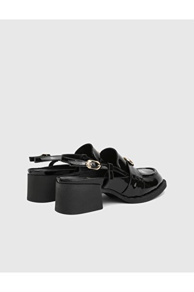 İLVİ Luter Genuine Patent Leather Black Women's Heeled Sandals