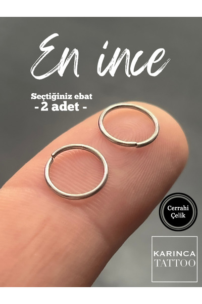 Karınca Piercing 2 Adet En ince Halka Çelik Piercing Kulak Tragus Septum Hızma Burun Piercing