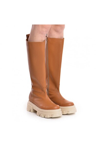 Vanilla Days Frontier Leather Boots with Warm Lining, Brown