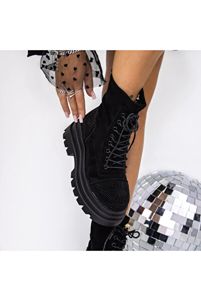 mei Ghete Dama cu Platforma 3AL1 Negru-Negru