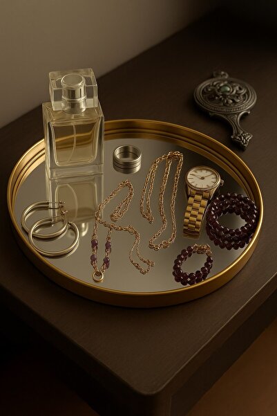 Arma House Aynalı Kozmetik Takı Düzenleyici Organizer & Servis Sunum Tepsisi