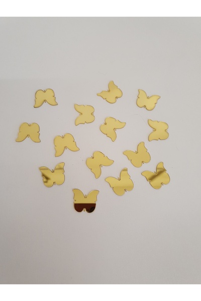 BL Baby Lüks Altın aynalı pleksi bebek ve ev kapı süsü süsleme paketi kelebek 50 parça