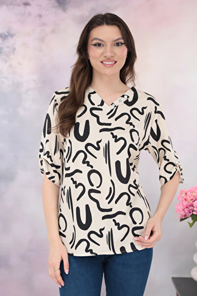 Trend Land Μπλούζα σε κρεμ απόχρωση με με τύπωμα