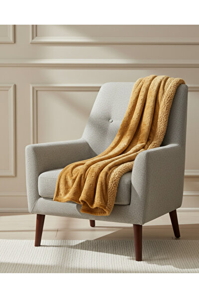 REDTAG Mustard Plush Blanket (Double Size)