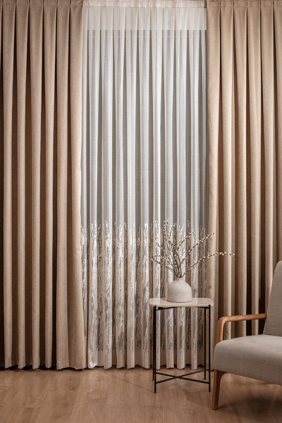 LUNETT HOME Beige Color Is Rare in Velvet (1X2) Pleated Background Curtain Single Wing V12490