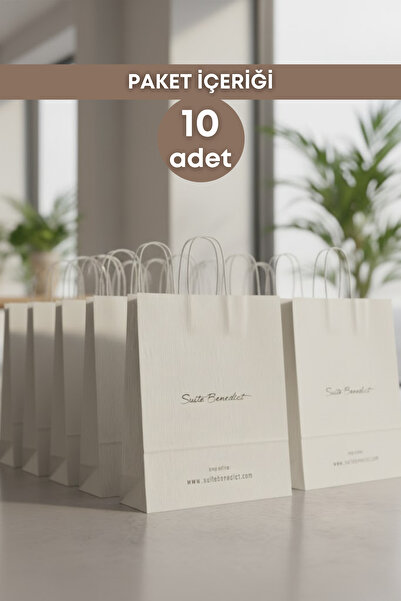 grimorlife 10 Adet Çizgi Desenli Karton Çanta - Hediye Paketi Çanta Poşet 40 cm x 46 cm x 13 cm