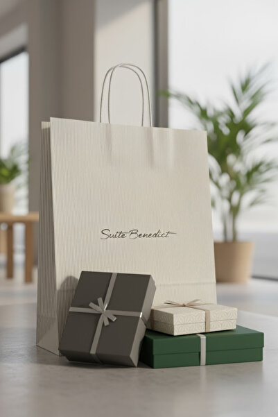 grimorlife 10 Adet Çizgi Desenli Karton Çanta - Hediye Paketi Çanta Poşet 40 cm x 46 cm x 13 cm