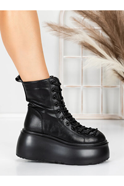 mei Γυναικείες Μπότες Πλατφόρμας 56WL11 Μαύρες