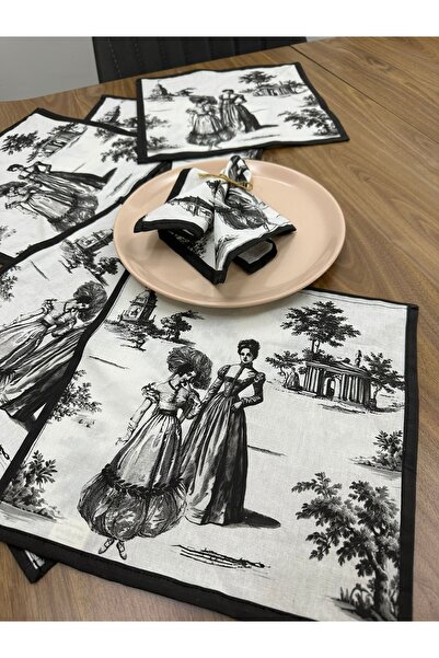 Elvya Toile De Jouy Paris American Service Set of 6 |   35X45 cm |   100% Cotton Digital Printed |   Classic France