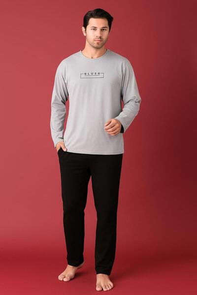 Pemilo Men's 1922 Long Sleeve 100% Cotton Pajama Set Gray