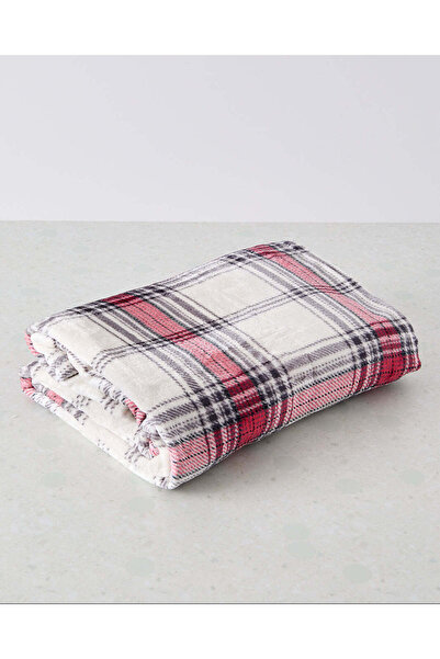 REDTAG White And Red Checkered Blanket (Single Size)
