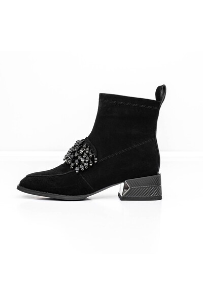 Jose Simon Γυναικεία μποτάκια με χοντρό τακούνι M12-02 Μαύρα