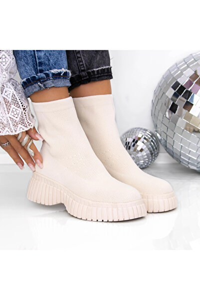 mei Ghete Dama cu Platforma 3AL51 Bej