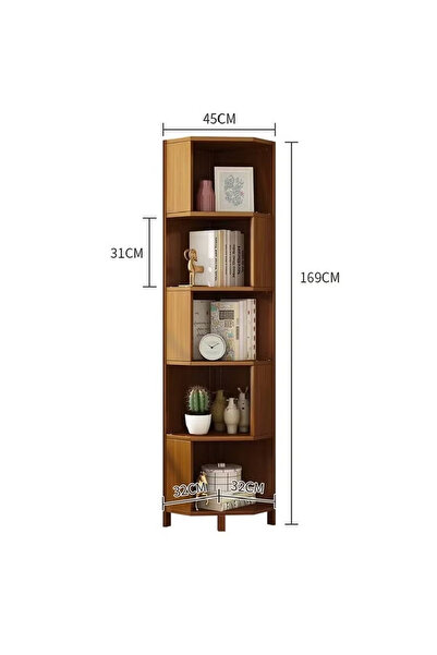 KEKE 5 Tier Corner Bookshelf Bookcase Display for Living Room, Home and Office