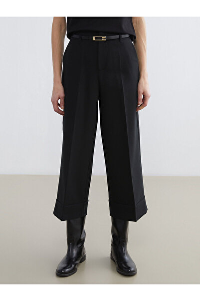 LC Waikiki Lcw Vision Black Belted Standard Fit Women's Trousers