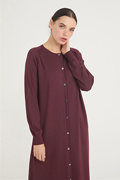 Nuss Mercerized Full Length Knitwear Long Length Cardigan 512 Burgundy