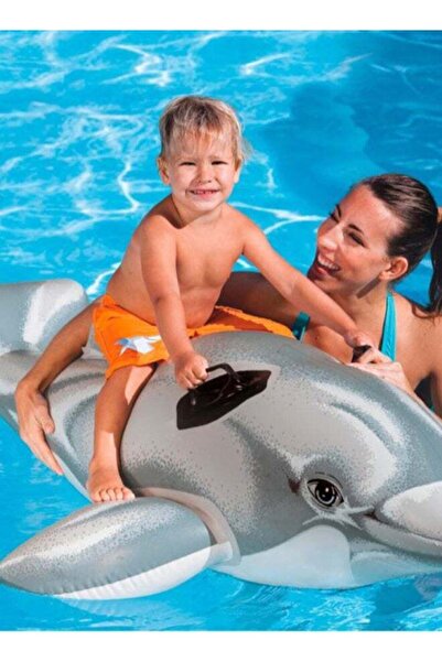 Intex Inflatable Great Dolphin Ride-On Pool Beach Lake Float Fun Toy For Kids 175x66cm