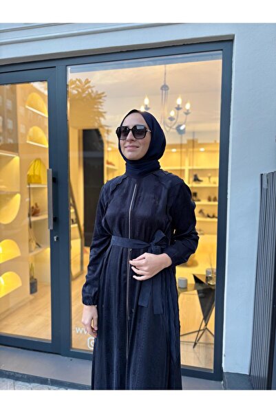 MissWhence 38835 Zipper Detail Women's Dress Navy Blue