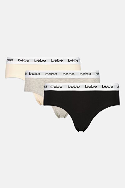 Bebe Women 3 Pieces Brand Logo Briefs, Multicolor