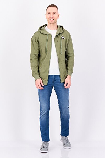 PAUL FRANK Men Brand Logo Long Sleeve Hoodie, Green