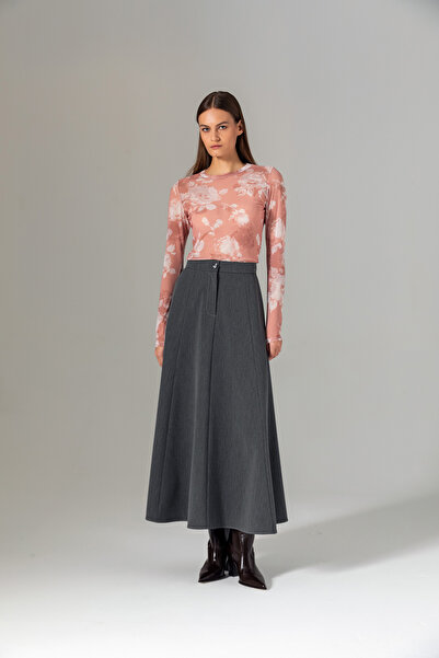 Berr-ın Flared Midi Skirt Anthracite