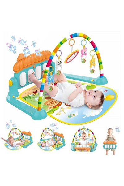 TOY GARDEN Deluxe Baby Gym Play Mat with Music & Lights | Tummy Time Padded Activity Center for Newb