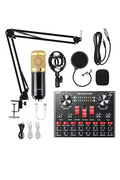 Generic Condenser Microphone Podcast Kit with Sound Card, Adjustable Stand, Shock Mount & Pop Filter
