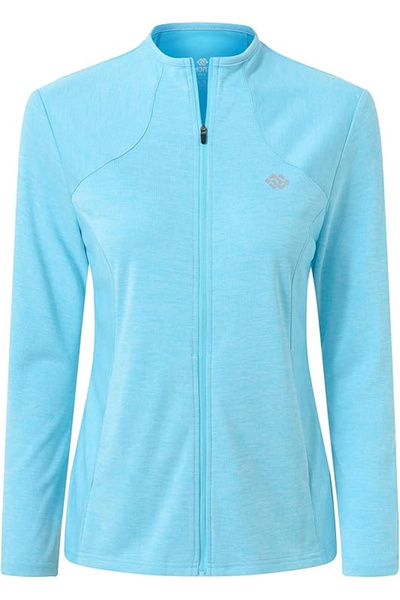 OEM Women's sports sweatshirt, with zipper and pockets, light blue 2XL