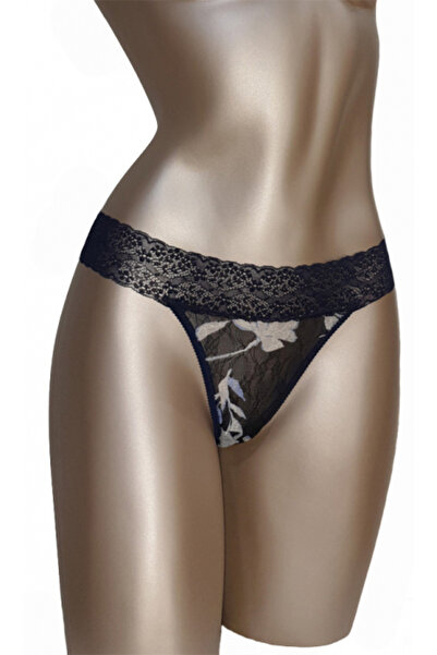 Ioana boutique Navy blue lace tanga panties