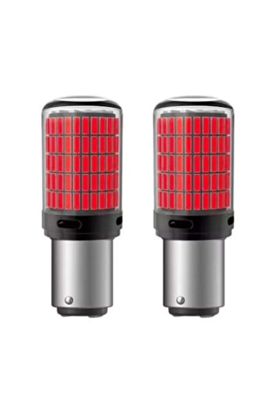 BZRSH Set de 2 becuri auto LED 1157/BAY15D/P21/5W, 144 SMD, roșu, cu filament dublu, poziție și frână