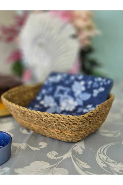 SEVER HOME Knitted Wicker Bread Basket 22 X 17 cm Rectangular Multi-Purpose Basket Brown