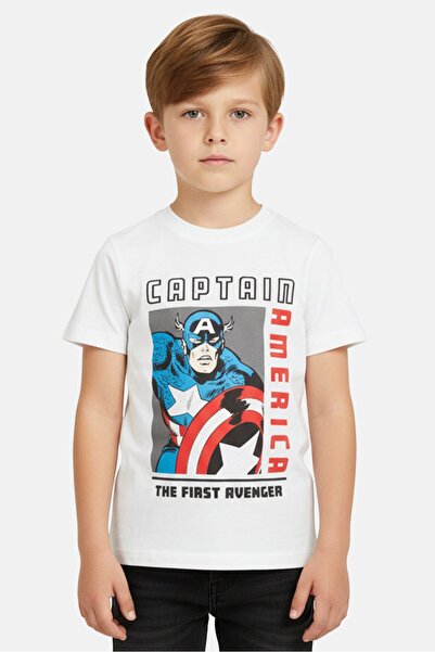Marvel Captain America Toddlers Boy Short Sleeve Top, White