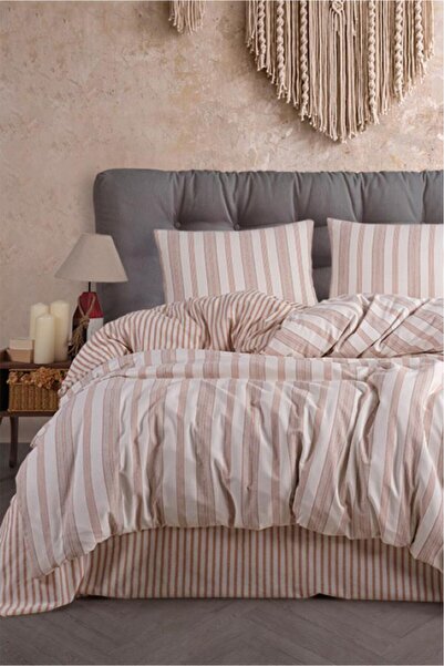 Çeyiz Diyarı طقم غطاء لحاف مزدوج من القطن بنسبة 100% مكون من 4 قطع من بونا