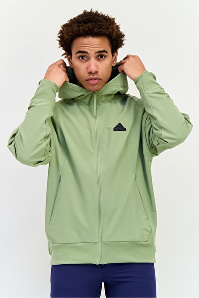 adidas سترة تدريب رياضية للرجال بأكمام طويلة، باللون الأخضر