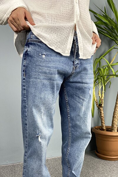 Alışveriş Sokağı Blue Ripped Jeans - Boyfriend Jeans