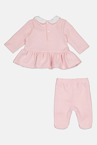 Rock A Bye Baby Boutique Toddlers Girl 2 Pcs Embroidered Short Sleeve Top And Footed Pants Set, Pink