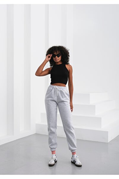 OUZ Fashion Jogger Pants 3 Thread Fleece-Lined Leg Elasticated Sweatpants