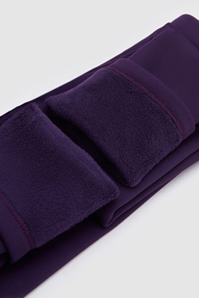LOVETTI Purple Girl's Extra Thick Winter Tights with Plush Side Panels and Furry Inside