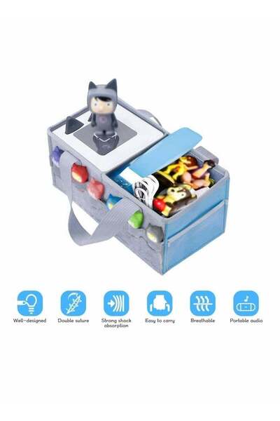 Generic Bag for Toniebox Starter Set - Holds 30-40 Tonies Figures, Felt Carrying Travel Bag (Blue Gr